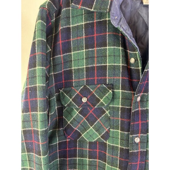 VTG 90s Wool Plaid Insulated Flannel Button Shirt Jacket Streetwear - Picture 5 of 7